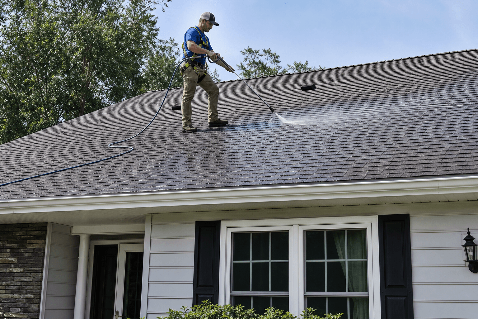 Roof soft wash by AquaPro Pressure Wash