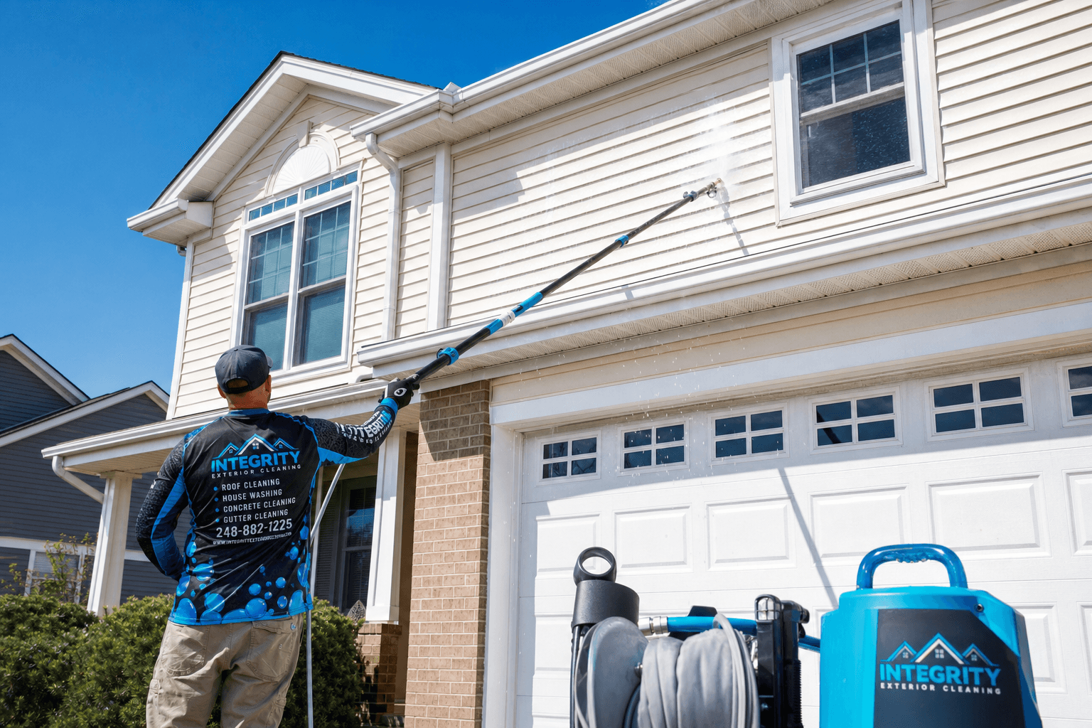 House soft wash restoring siding by AquaPro Pressure Wash